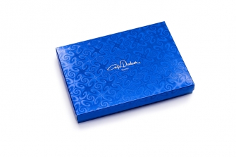 Präsentkarton blau mit 150 g Pralinen